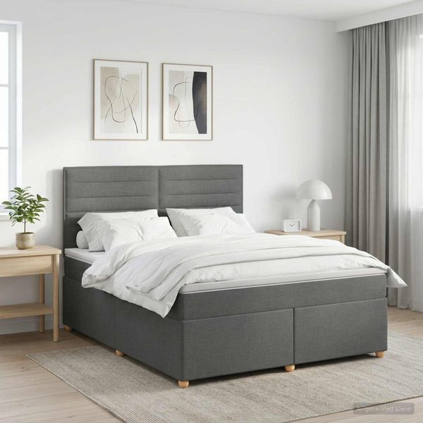 vidaXL Posteľ boxspring s matracom Tmavosivá 140 x 200 cm Látka