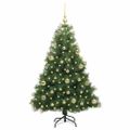vidaXL Umelý vianočný stromček s 150 LED-i Zelená 120 cm PE a PVC