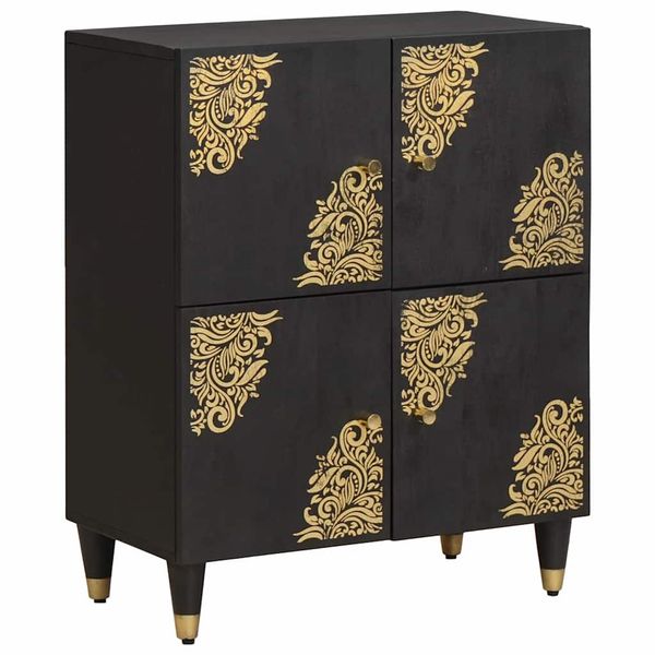 vidaXL Servírovacia skriňa Čierna 60 x 33 x 75 cm Masívne mango drevo