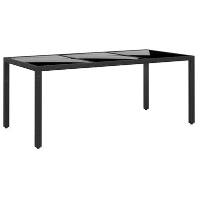 vidaXL Záhradný stôl 190x90x75 cm tvrdené sklo a polyratan čierny