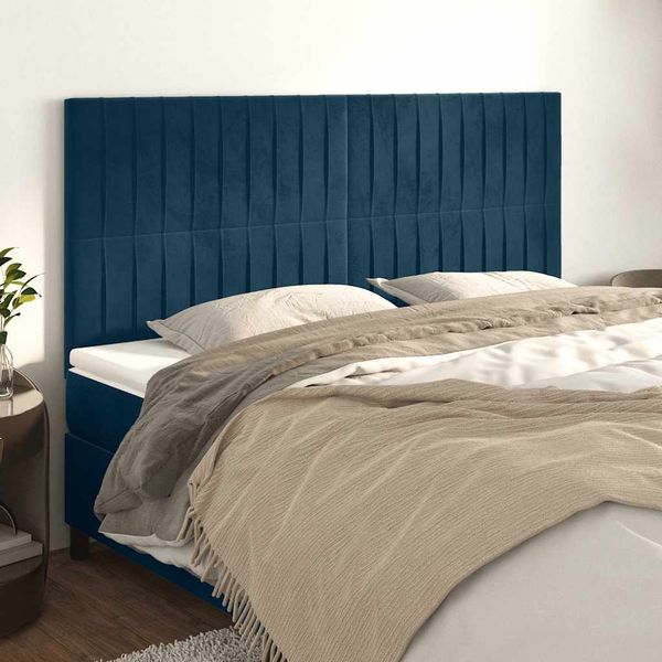 vidaXL Čelo postele tmavomodré 200x5x118/128 cm zamatové