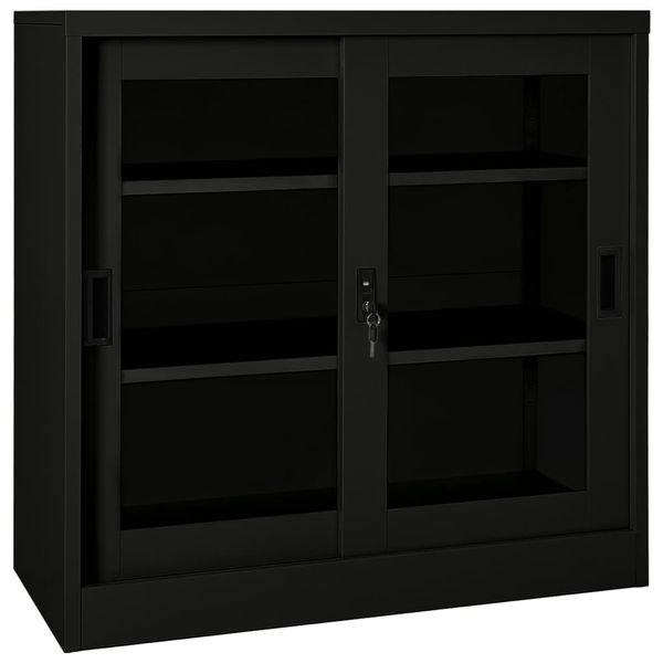 vidaXL Skriňa s posuvnými dverami čierna 90x40x90 cm oceľ