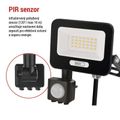 LED reflektor GLARO s pohybovým čidlom, 20 W, čierny, IP54, 2000 lm, neutrálna biela