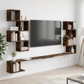 vidaXL Nástenná polica na TV Dymový dub 200 x 15 x 94 cm