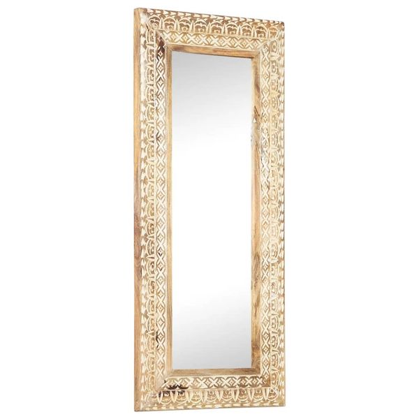 vidaXL Ručne vyrezávané zrkadlo 110x50x2,6cm mangovníkové drevo