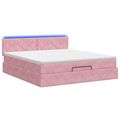vidaXL Ottoman posteľ s matracom a LED Ružová 180 x 200 cm Zamat