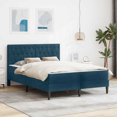 vidaXL Rám postele s matracom s čelnou doskou Modrá 140 x 190 cm Zamat