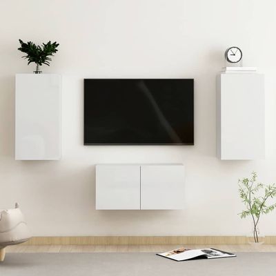 vidaXL 3-dielna súprava TV skriniek lesklá biela drevotrieska
