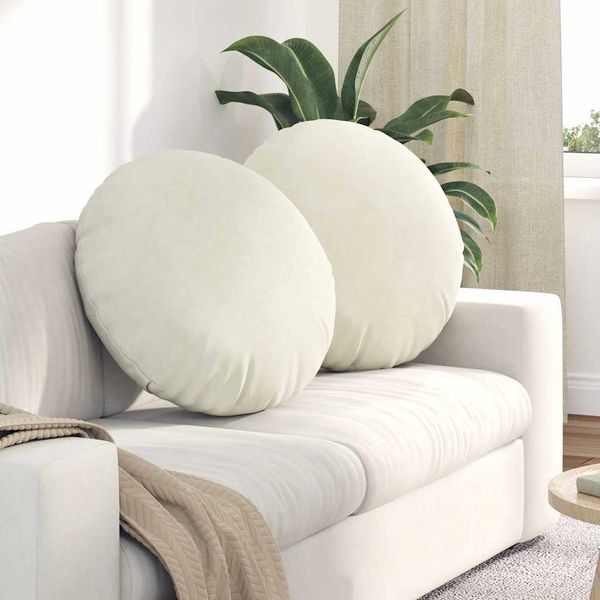 vidaXL Vankúše na sedenie 2 pcs Krémová Ø60 x 21 cm Zamat