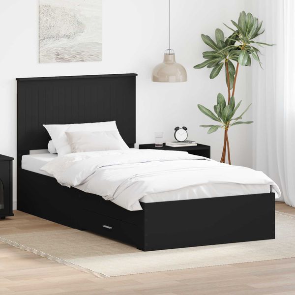 vidaXL Rám postele Čierna a strieborná 90 x 200 cm Kompozitné drevo