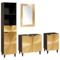 vidaXL Set kabinetov do kúpeľne 4 ks Čierna a mosadz 38 x 33 x 160 cm
