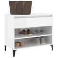 vidaXL Botník lesklý biely 70x36x60 cm spracované drevo