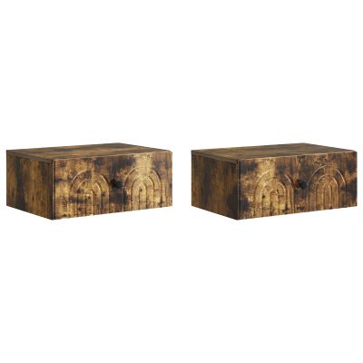 vidaXL Nástenná nočná skrinka 2 pcs Dymový dub 49 x 34,5 x 20 cm