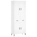 vidaXL Vysoká skrinka biela 69,5x34x180 cm spracované drevo