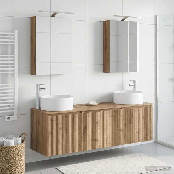 vidaXL Set kabinetov do kúpeľne 5 pcs Dub artisan Kompozitné drevo