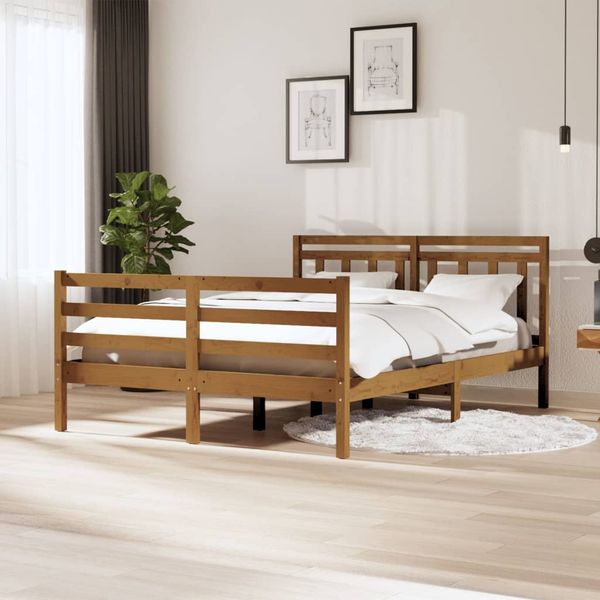 vidaXL Posteľný rám medový 135x190 cm dvojlôžko masívne drevo