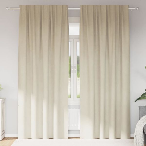 vidaXL Zatemňovacie závesy 2 pcs Krémová 140 x 225 cm Zamat