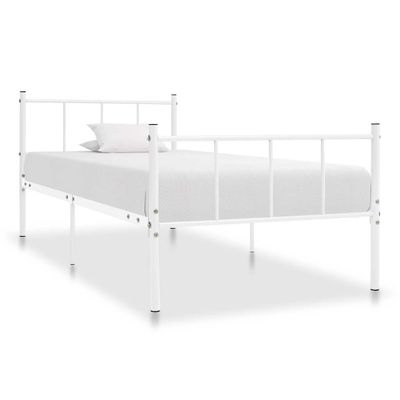 vidaXL Posteľný rám biely 90x200 cm kovový