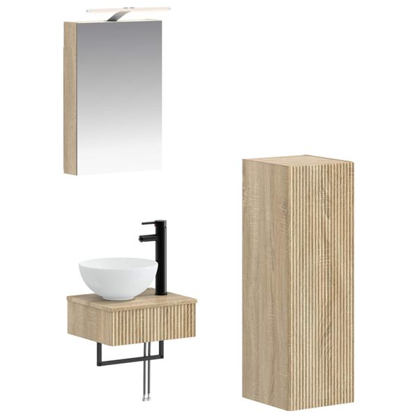 vidaXL Set kabinetov do kúpeľne 4 pcs Dub sonoma 40 x 10,5 x 60,5 cm