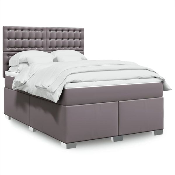 vidaXL Boxspring posteľ s matracom sivá 160x200 cm umelá koža