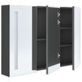 vidaXL LED kúpeľňová zrkadlová skrinka 89x14x62 cm sivá