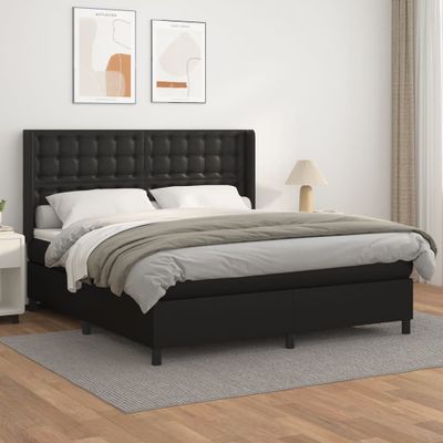 vidaXL Boxspring posteľ s matracom čierna 160x200 cm umelá koža