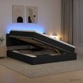 vidaXL LED úložná posteľ s matracom Čierna 160 x 200 cm Látka