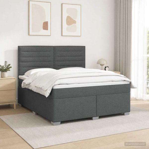 vidaXL Posteľ boxspring s matracom Tmavosivá 140 x 190 cm Látka