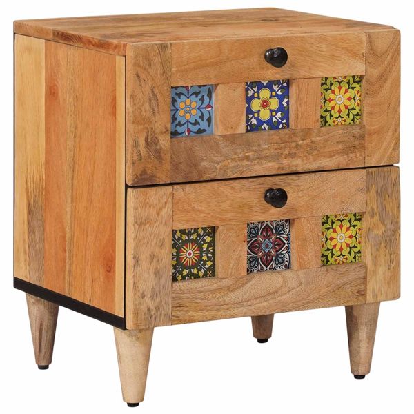 vidaXL Nočný stolík Prírodná 40 x 33,5 x 46 cm Masívne mango drevo
