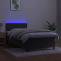 vidaXL Posteľ boxsping s matracom a LED tmavosivá 90x200 cm zamat