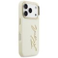 Puzdro Karl Lagerfeld z PU kože s logom Karl script a kovovými tlačidlami fotoaparátu pre iPhone 17 Pro béžová