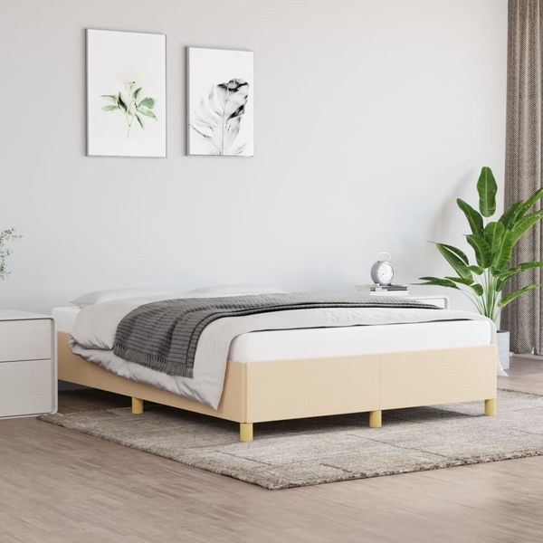 vidaXL Posteľ bez matraca krémová 140x200 cm látka
