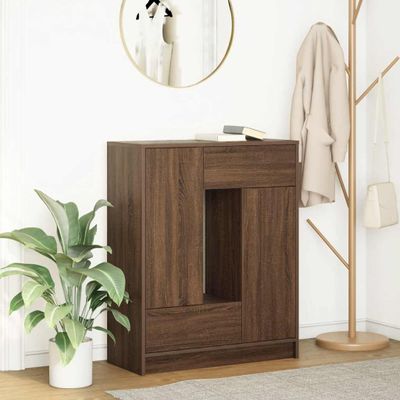 vidaXL Komoda so zásuvkami a dvierkami, hnedý dub 73x31x90 cm