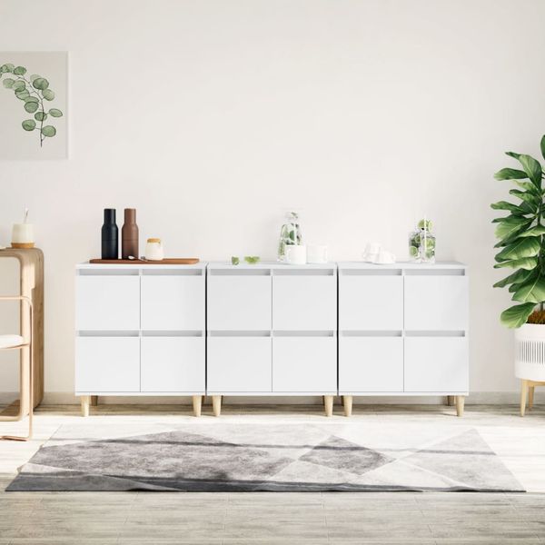 vidaXL Komody 3 ks biele 60x35x70 cm kompozitné drevo