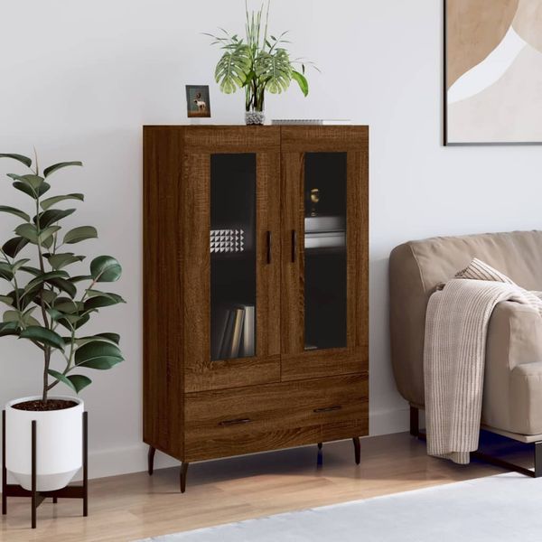 vidaXL Vysoká skrinka hnedá dub 69,5x31x115 cm kompozitné drevo