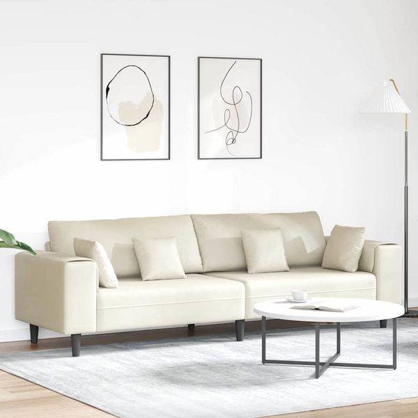 vidaXL Pohovka Krémová 250 x 77 x 76 cm Zamat