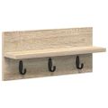 vidaXL Vešiak na stenu Nástenná montáž Sonoma dub 40 x 10,5 x 18 cm