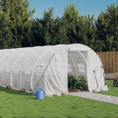 vidaXL Fóliovník s oceľovým rámom biely 42 m² 14x3x2 m