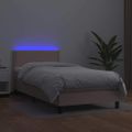 vidaXL Boxspring posteľ matrac a LED kapučínová 90x190 cm umelá koža