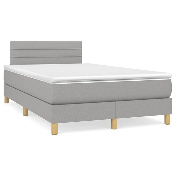vidaXL Boxspring posteľ s matracom a LED, svetlosivá 120x190 cm, látka