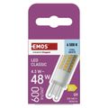 LED žiarovka Classic JC / G9 / 4,3 W (48 W) / 600 lm / Studená biela