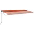 vidaXL Automatická markíza, LED a senzor vetra 6x3,5 m, oranžová/hnedá
