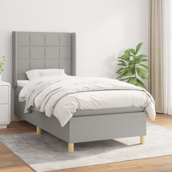 vidaXL Boxspring posteľ s matracom bledosivý 100x200 cm látka