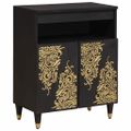 vidaXL Servírovacia skriňa Čierna 60 x 33 x 75 cm Masívne mango drevo