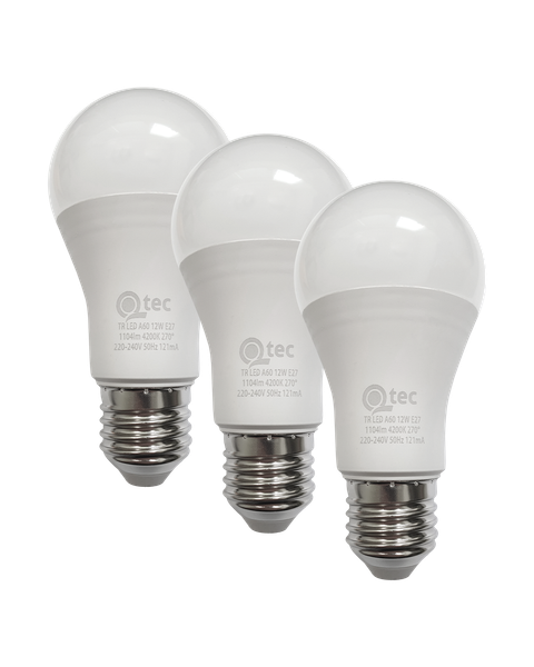 LED žiarovky 12W/1104lm/A60/E27 neutrálna biela 3 PACK Qtec