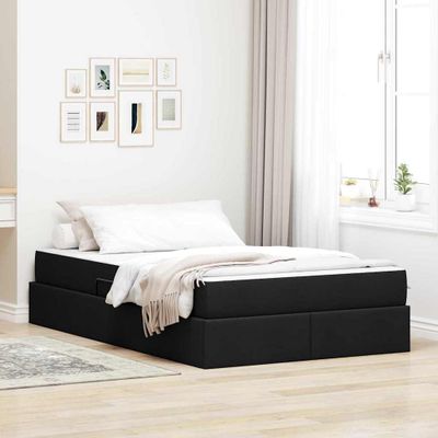 vidaXL Postel s úložným prostorem a matrací Čierna 120 x 200 cm