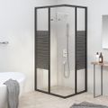 vidaXL Pruhovaný sprchový kút ESG 90x70x180 cm čierna