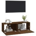vidaXL Nástenné TV stolíky 2ks hnedý dub 100x30x30cm spracované drevo