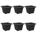 vidaXL Štvorcový črepník na kvety 6 ks Čierna 43 x 43 x 33,5 cm Plast