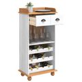 vidaXL Skrinka na víno ASKIM Biela s medovým vrchom 57 x 37 x 114 cm